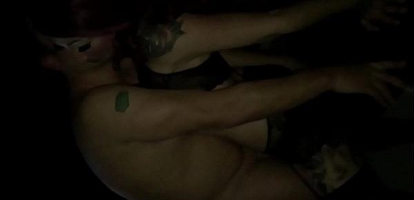  tattoed chick sucks stranger in video booth